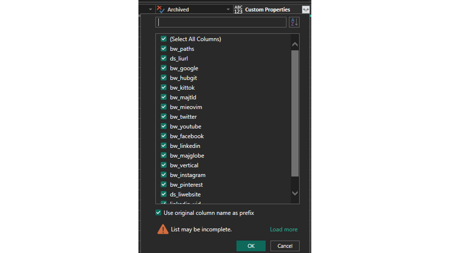 Extract custom fields in Power BI
